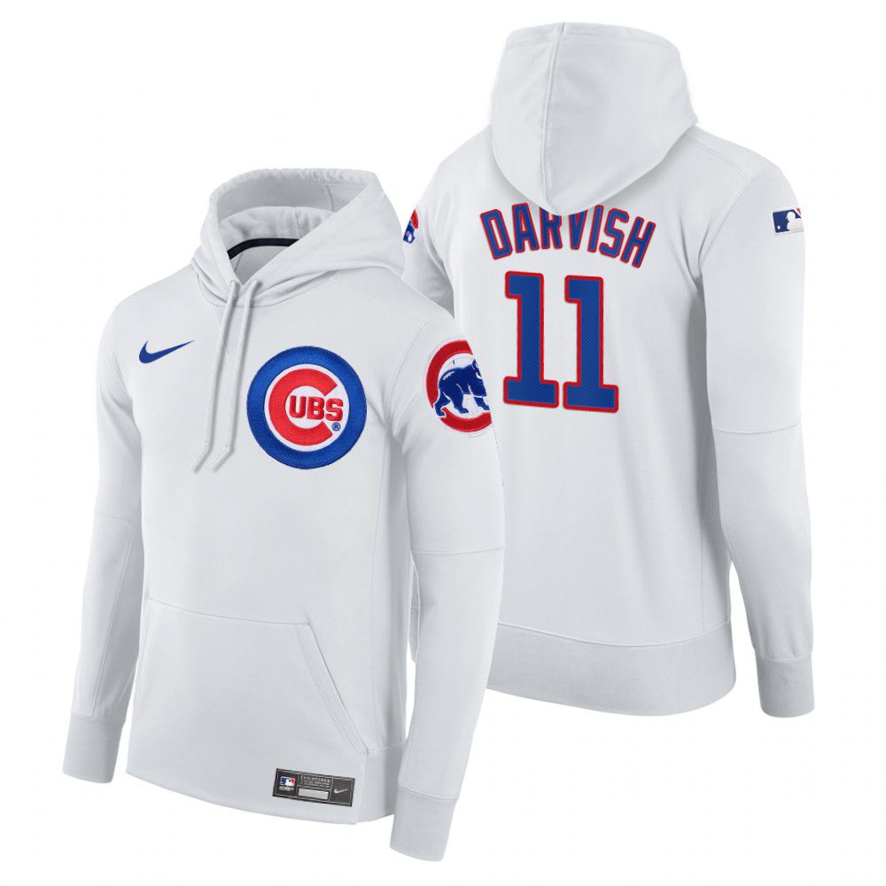 Men Chicago Cubs #11 Darvish white home hoodie 2021 MLB Nike Jerseys->chicago cubs->MLB Jersey